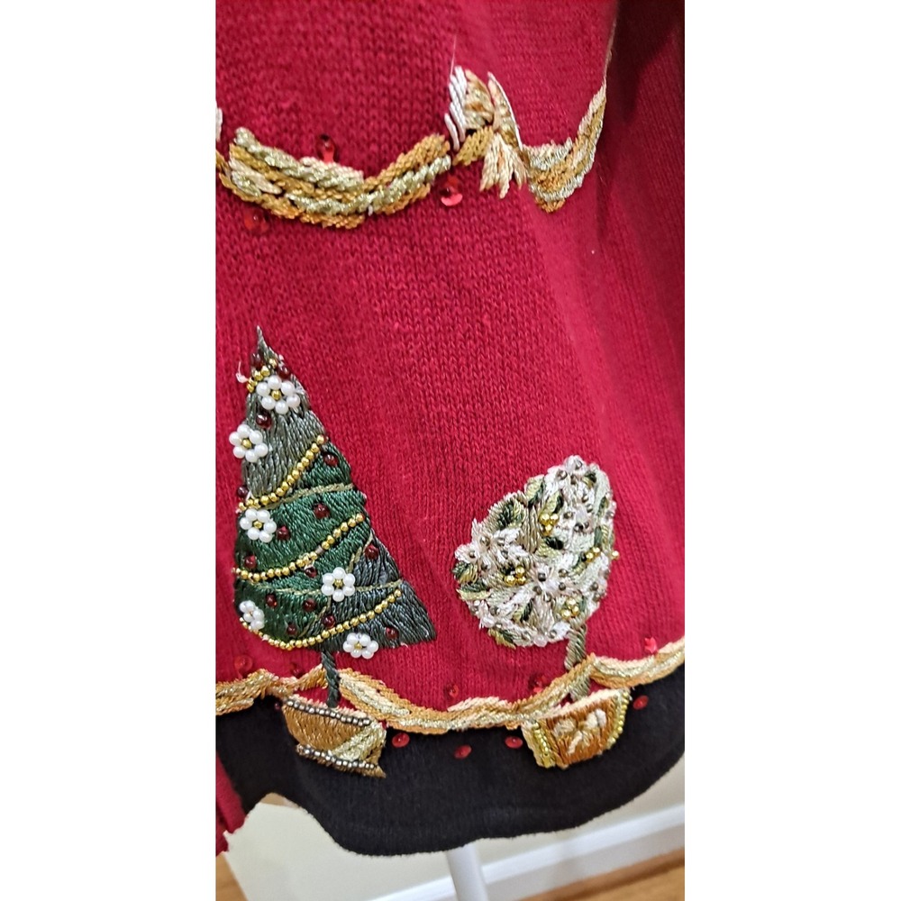 M Vintage Cardigan Sweater Tiara International 2004 Christmas Trees And Topiarys - Picture 2 of 8